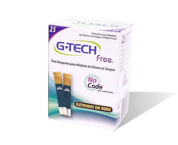 Tiras Reagente para Medição de Glicose Free, Caixa com 25 tiras TTFR125C (G-tech)