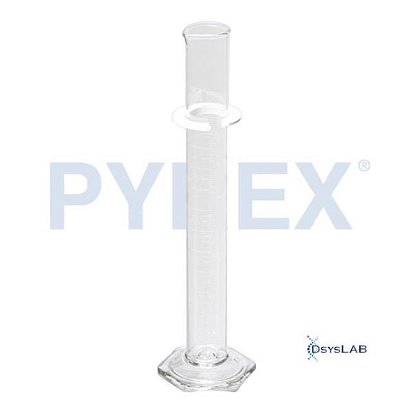 Proveta em vidro graduada com escala métrica única, capacidade de 5 ml, base hexagonal, caixa com 12 unidades, mod.: 3024-5 (Pyrex)