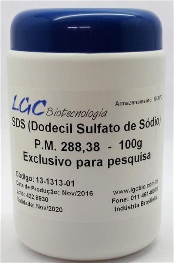 SDS - Docetil Sulfato de Sódio, frasco com 100 gramas 13-1313-01 (LGCBio)