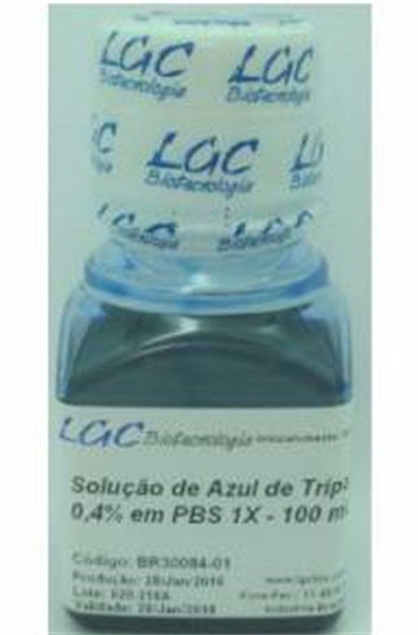 Solução azul de tripan 0,4% em PBS 1X, frasco com 100 ml BR30084-01 (LGCBio)