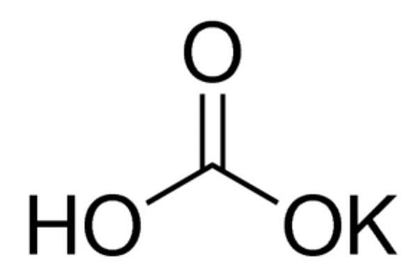 Potassium bicarbonate ACS reagent, 99.7%, powder, crystals or granules, Frasco com 500 gramas (Sigma)