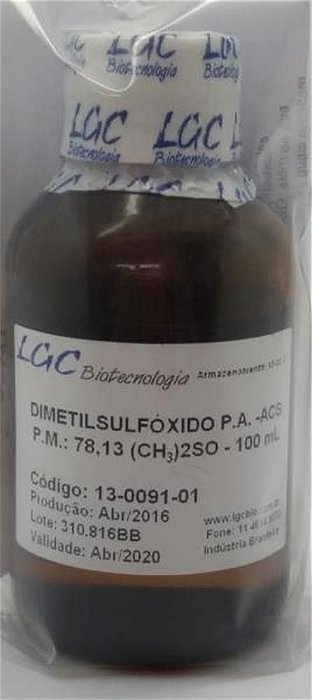DMSO (Dimetilsulfóxido), filtrado, estéril, frasco com 100 mL 13-0091.01 (LGCBio)