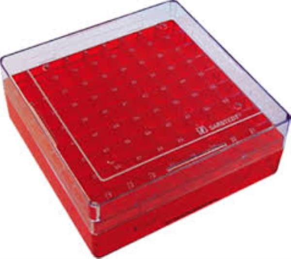 Criobox para 81 microtubos de 3 à 5 mL, policarbonato, vermelho, unidade, mod.: CB81T5R (Bionaky)