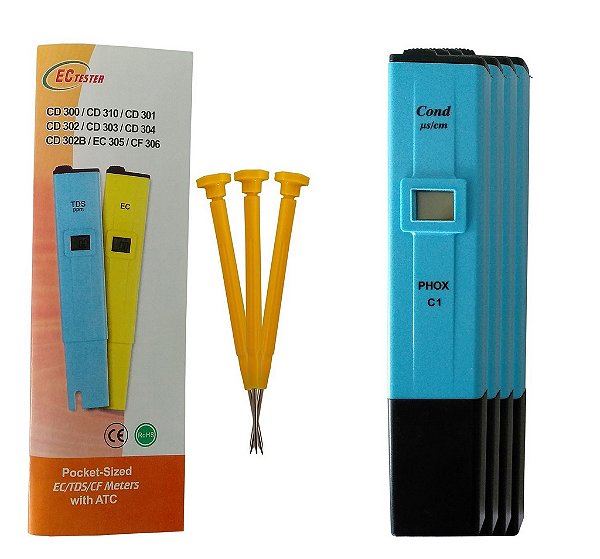 Condutivímetro de Bolso (tipo Caneta), Indicação Digital e Compensação Automática de Temperatura, mod.: C108 (Phox)