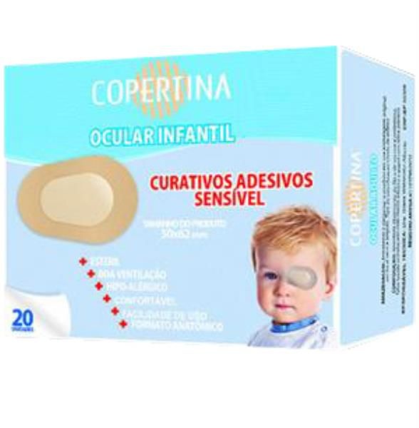 Curativo adesivo sensível ocular infantil, estéril, tamanho 50x62mm, caixa com 20 unidades, mod.: COPE20IO (Copertina)