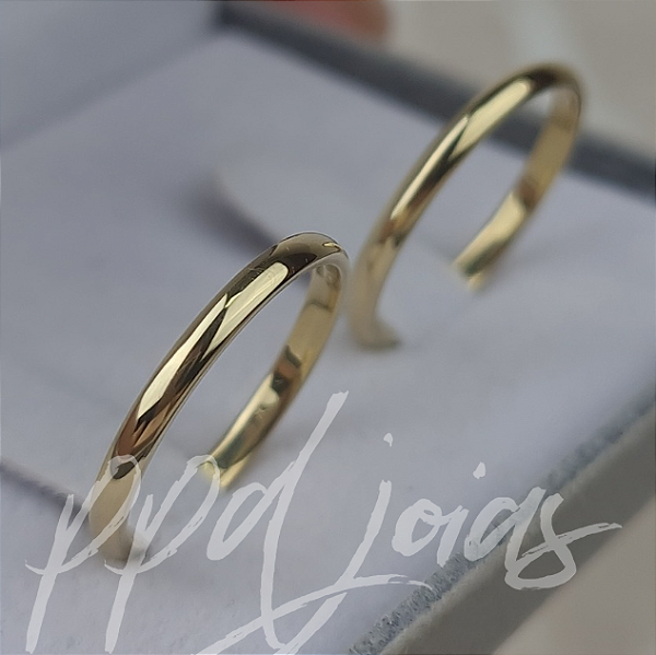 Par de Alianças Bombe (2mm) - Ouro 18k