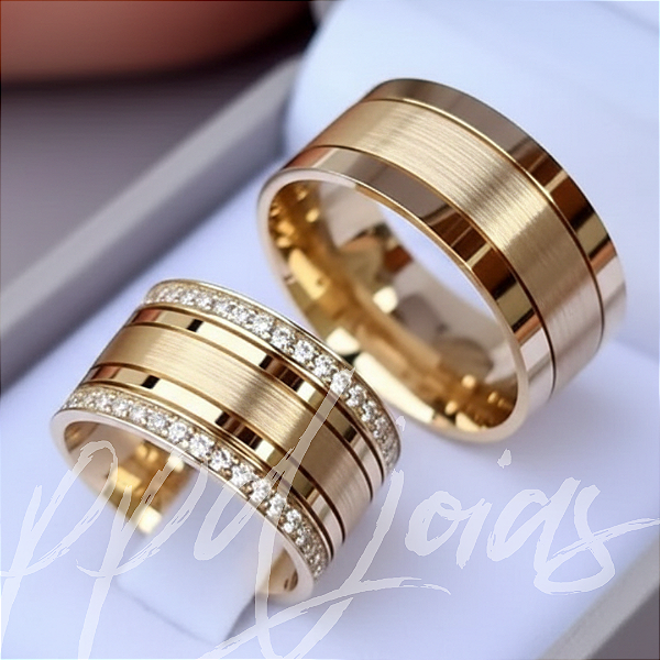 Alianças Rosas (10mm) Ouro 18k