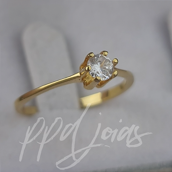 Solitário Anel de Noivado Diana - Ouro 18k