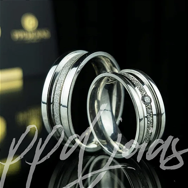 Par de Alianças Malaga (10mm) - Ouro Branco 18k