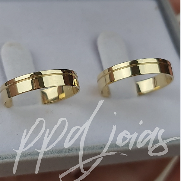 Par de Alianças Vivar (4mm) - Ouro 18k