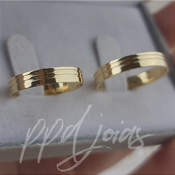 Par de Alianças Melin (4mm) - Ouro 18k