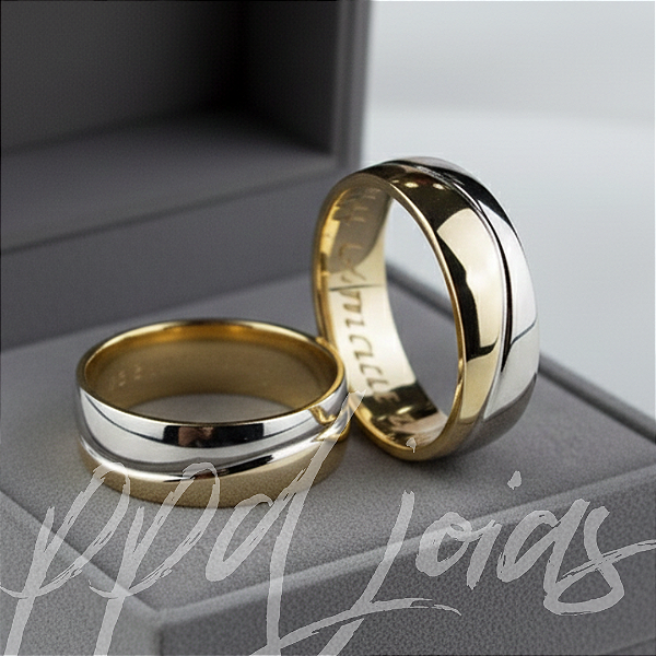 Alianças Duo (6mm) Ouro Branco 18k