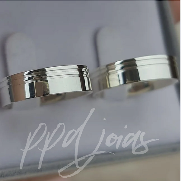 Par de Alianças Melin (6mm) - Prata 950