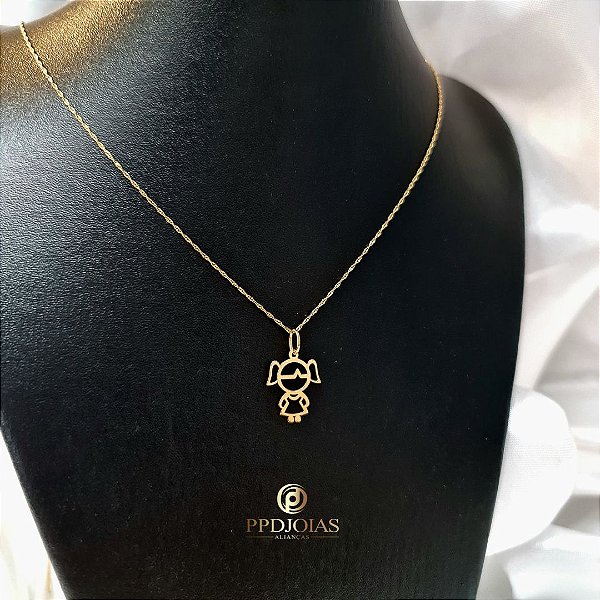 Colar Pingente Menina - Ouro 18k