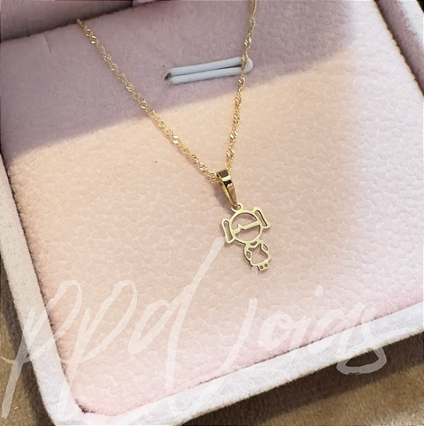 Colar Pingente Menina - Ouro 18k
