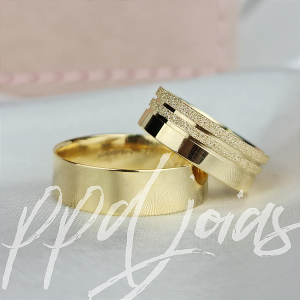 Par de Alianças Adhara Mix (6mm) - Ouro 18k