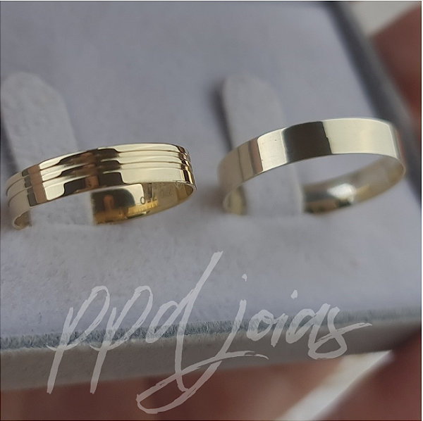 Par de Alianças Melin Mix (4mm) - Ouro 18k