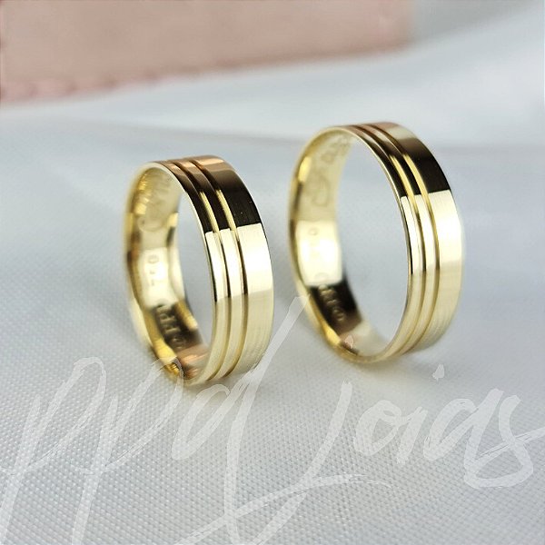 Par de Alianças Melin (5mm) - Ouro 18k