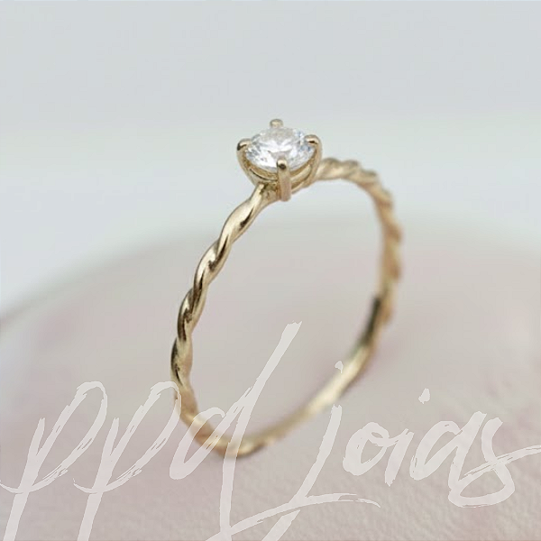 Solitário Torcido Slim - Ouro 18k