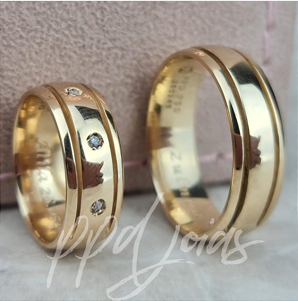 Par de Alianças Tradicional Siria (7mm) - Ouro 18k