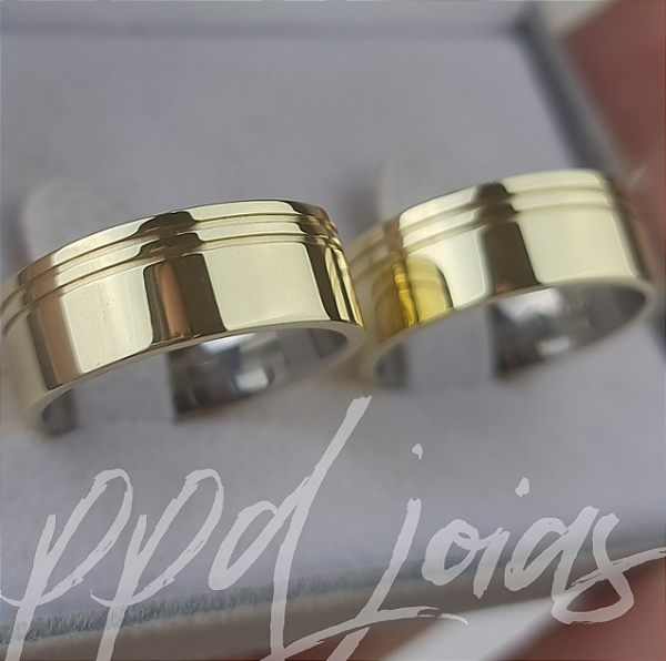 Par de Alianças Melin (8mm) - Moeda Antiga