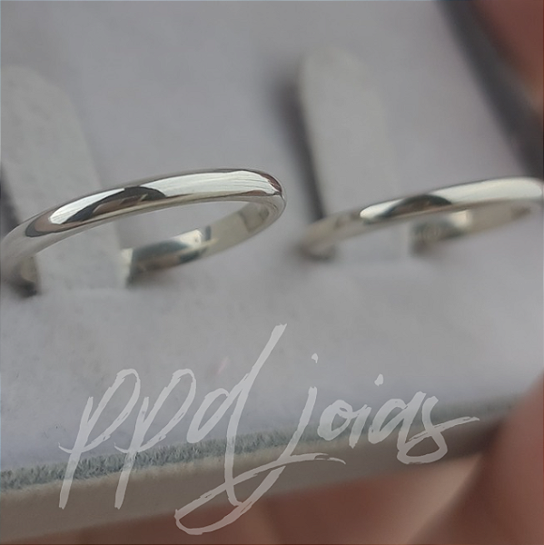 Par de Alianças Bombe (2mm) - Prata 950