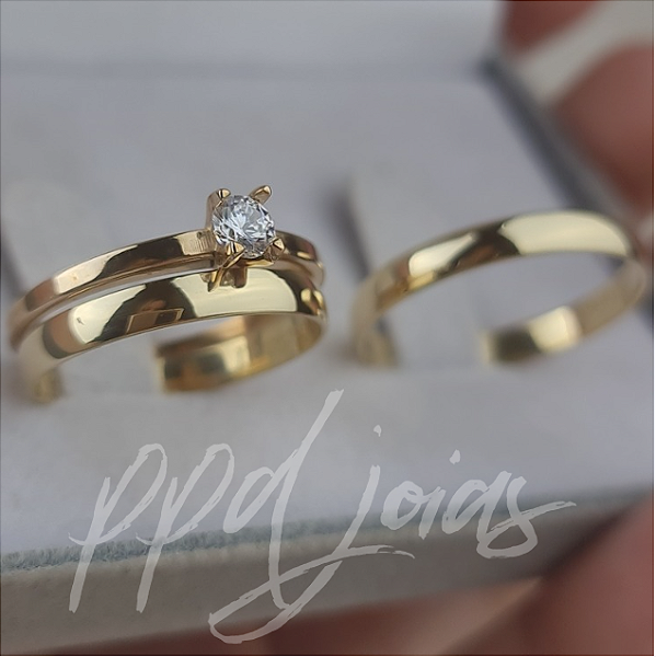 Kit de casamento Tradicional (3mm) - Ouro 18k