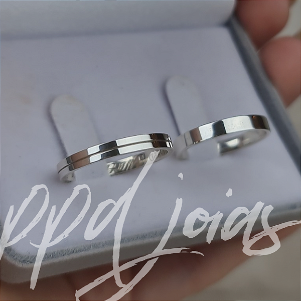 Par de Alianças Laguna (3mm) - Prata 950