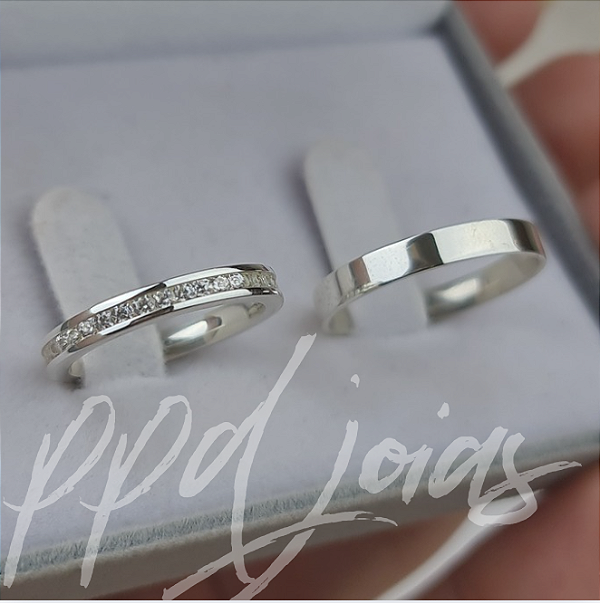 Par de Alianças Aron (3mm) - Prata 950