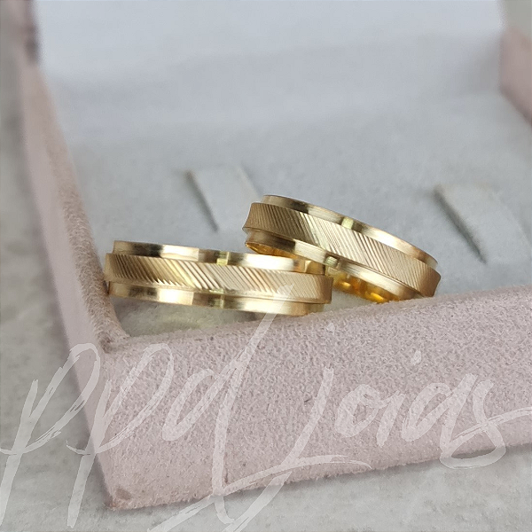 Par de Alianças Veneza (5mm) - Ouro 18k