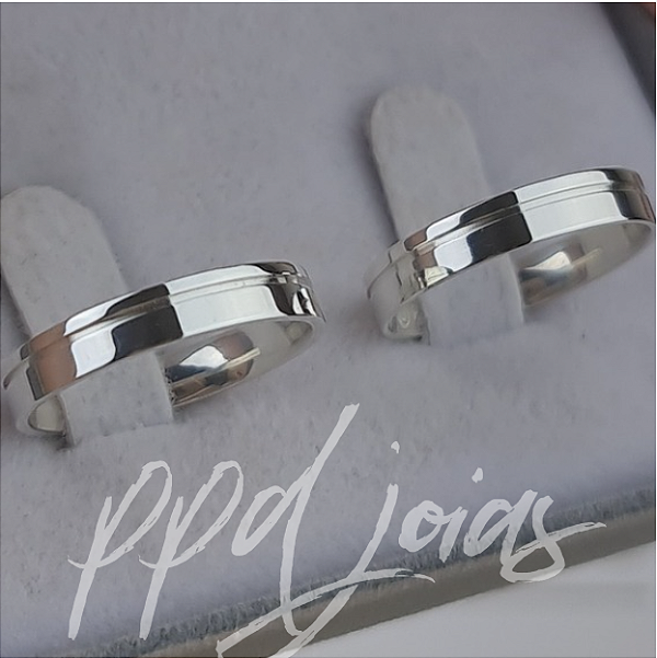 Par de Aliança Vivar (4mm) - Prata 950