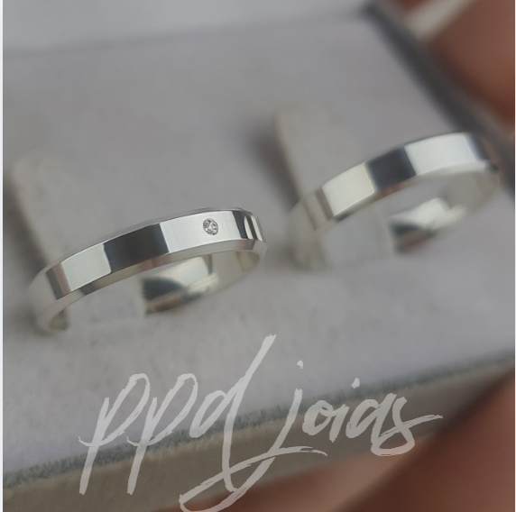 Par de Aliança Itália (4mm) P. - Prata 950