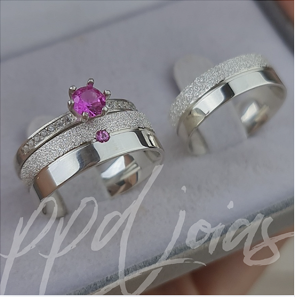 Kit compromisso You Rosa Pink (6mm) - Prata 950