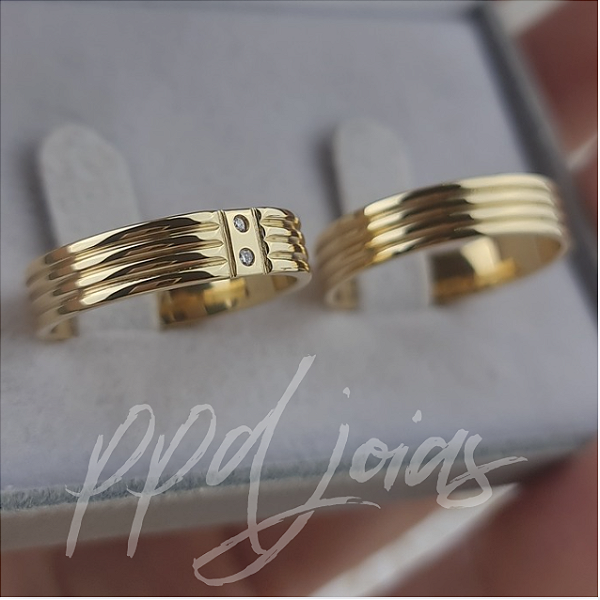 Par de Aliança Zumba (5mm) - Ouro 18k