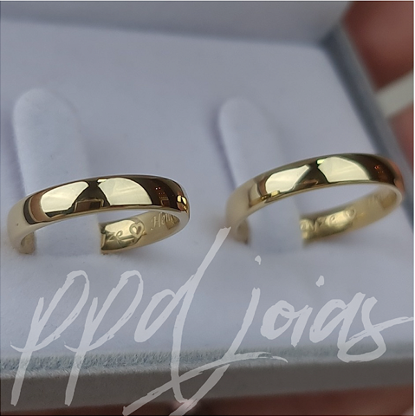 Par de Alianças Tradicional (3,5mm) - Ouro 18k