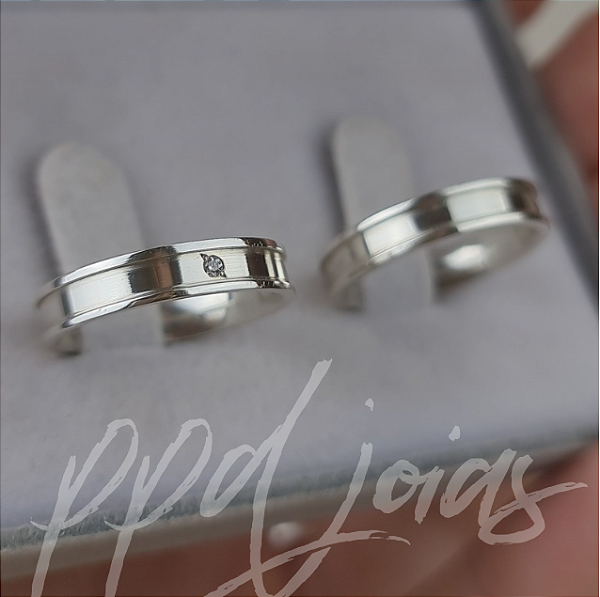 Par de Alianças Esfinge (4mm) - Prata 950