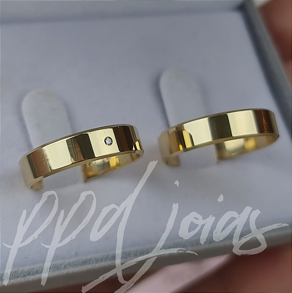 Par de Alianças Italia Star (5mm) - Ouro 18k