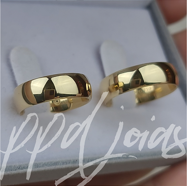 Par de Alianças Tradicional (6mm) - Ouro 18k