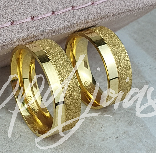 Par de Aliança Romênia (7mm)- Ouro 18k