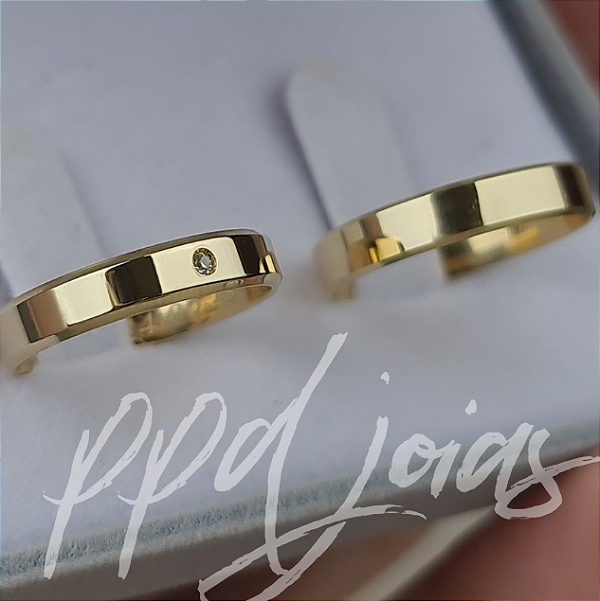 Par de Aliança Itália (4mm) - Ouro 18k