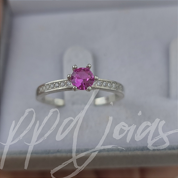 Solitário Raven Color (Rosa) - Prata 950