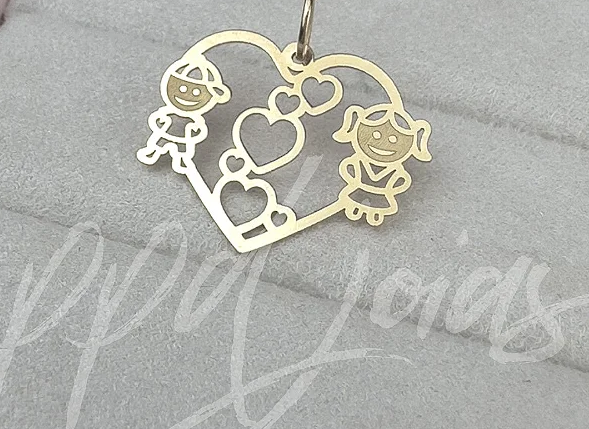 Pingente de Menino e Menina - Ouro 18k