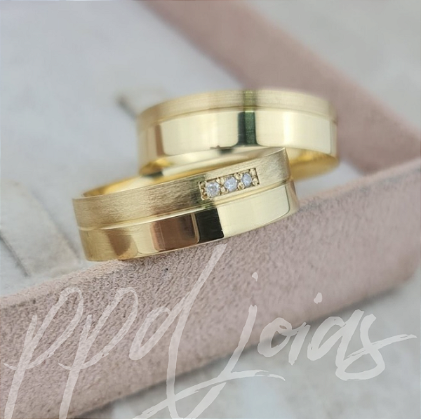 Par de Aliança Vivar Chile (6mm) - Ouro 18k