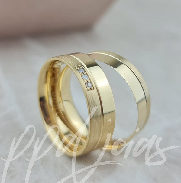 Par de Aliança Chile (6mm) - Ouro 18k