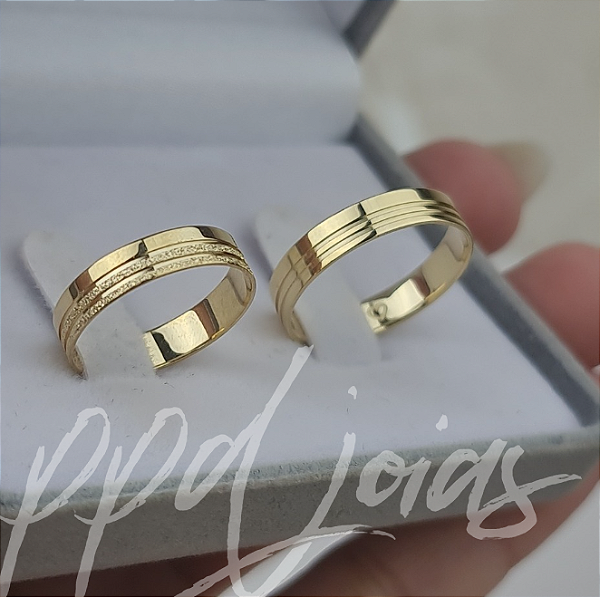 Par de Aliança Melin Mix (5mm) - Ouro 18k