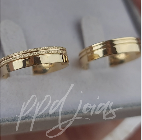 Par de Aliança Melin Mix (4,5mm) - Ouro 18k