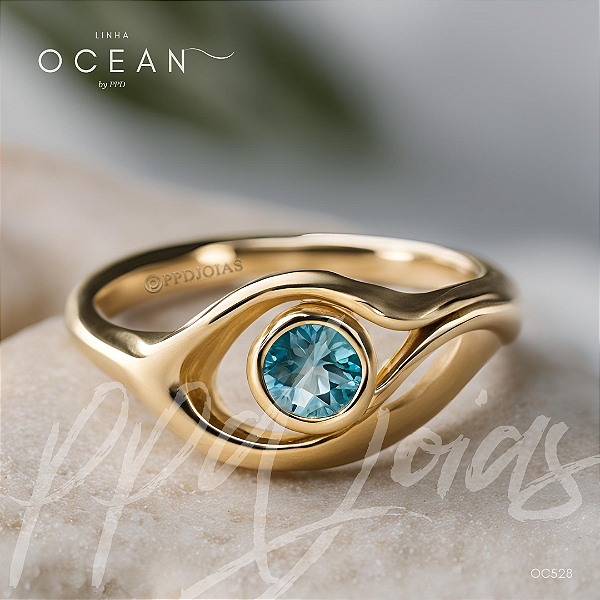 Anel Noivado Solitário Ocean Ouro 18k (OC528)