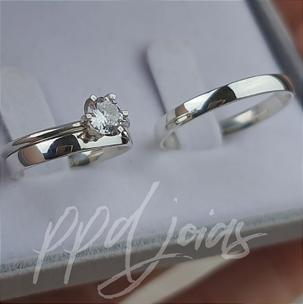 Kit compromisso Tradicional (3mm) - Prata 950