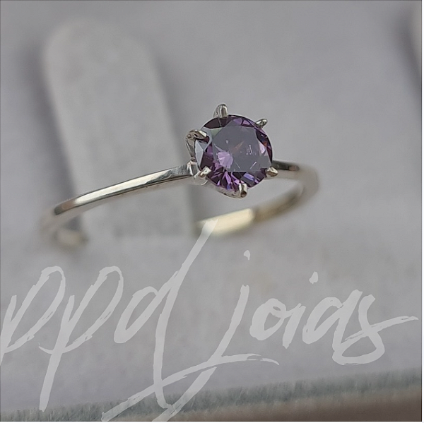 Solitário Lirio Color (Roxo) - Prata 950