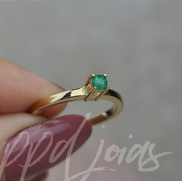 Solitário Esmeralda - Ouro 18k